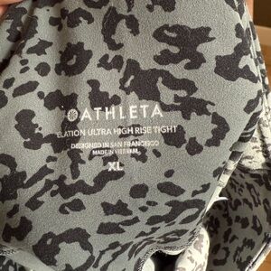 Athleta elation high rise Black and Gray Leopard Print Tights